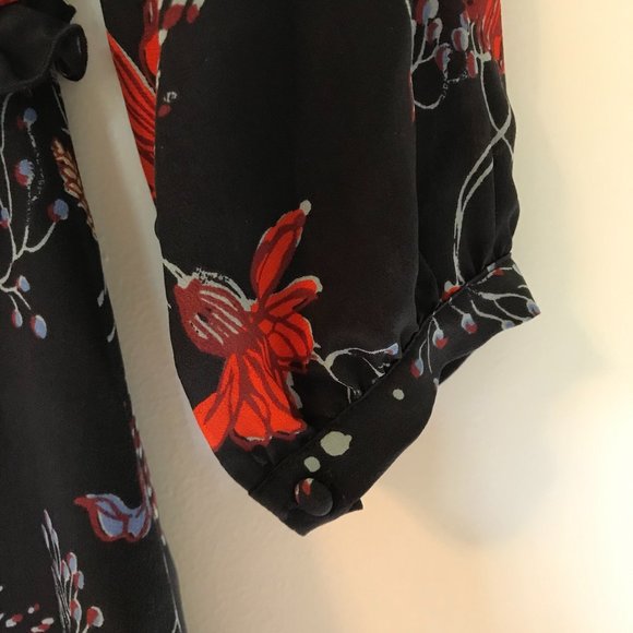 Madewell Silk Dress Windblown Poppy Print 00 - Picture 9 of 13